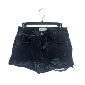 A&F Ripped Black Denim Shorts